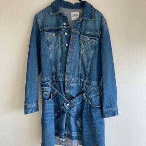 ZARA denim dress button down with skirt attachment in front